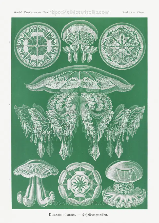 Discomedusae–Scheibenquallen from Kunstformen der Natur (1904) by Ernst Haeckel 3 apercu