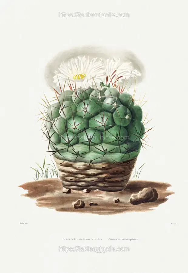 Echinocactus Hexaedrophorus from Iconographie descriptive des cactées by Charles Antoine Lemaire apercu