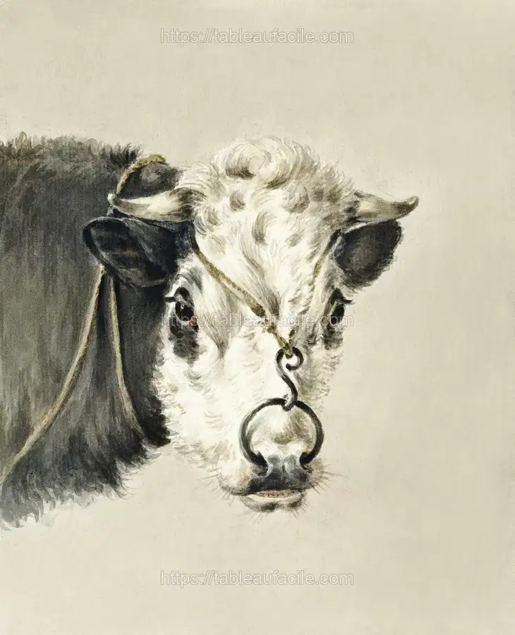 Head of a cow, with a ring through the nose (1820) by Jean Bernard apercu