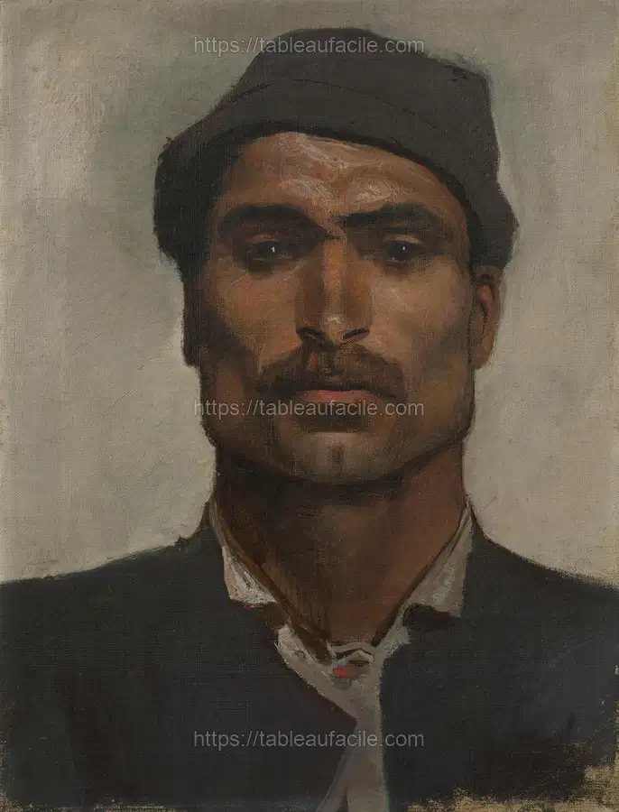 Head of a man with a brimmed hat by Ladislav Mednyánszky apercu