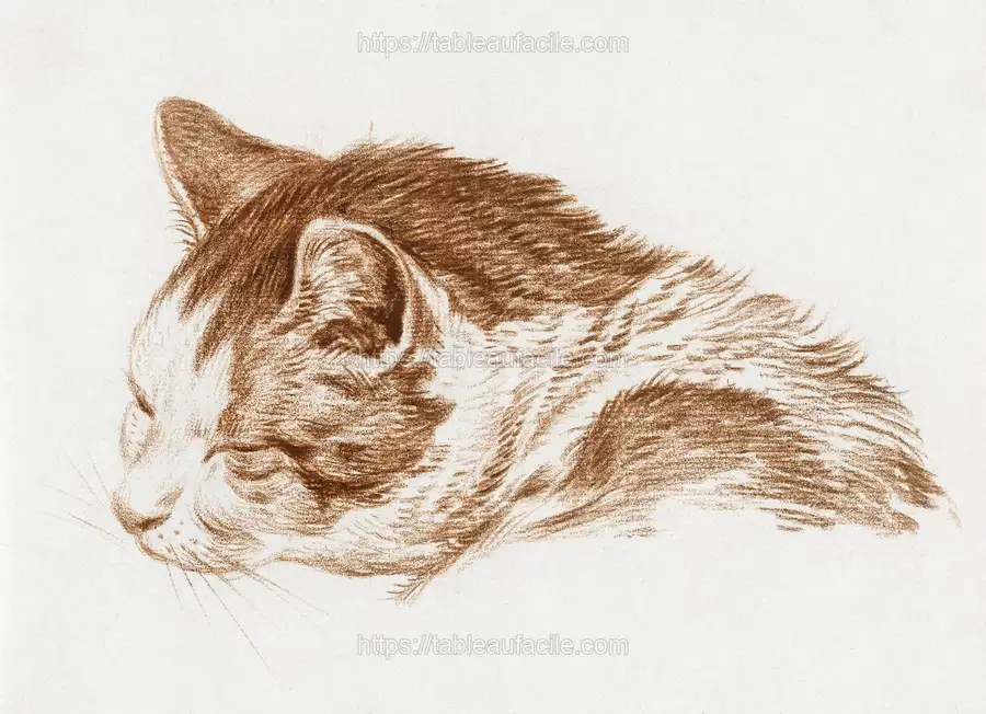 Head of a sleeping cat (1818) by Jean Bernard apercu
