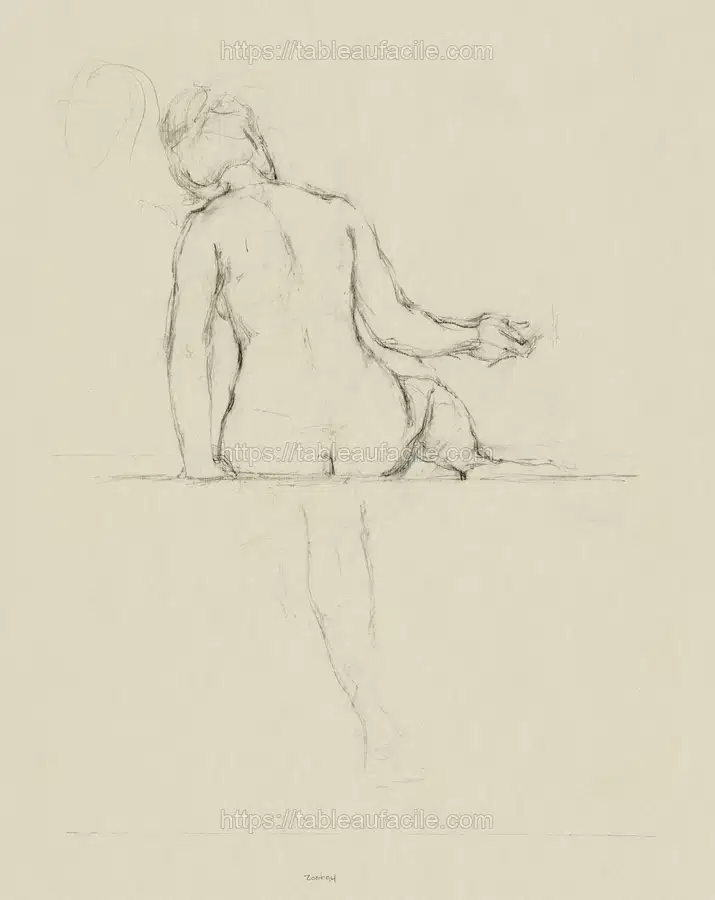 Naked lady vintage portrait (1896) by Kenyon Cox apercu