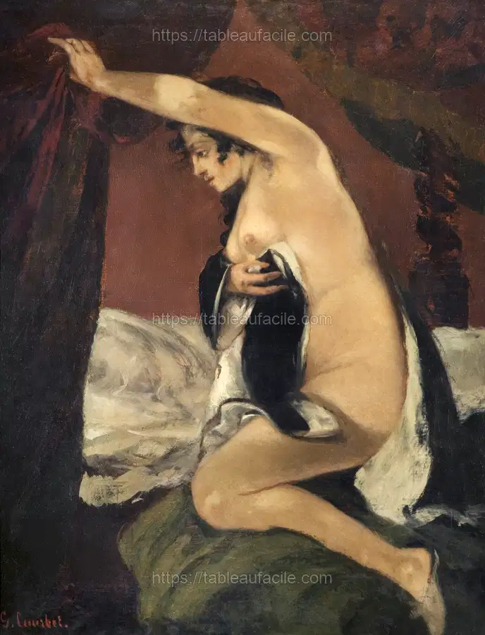Naked woman showing her breasts, vintage nude illustration. Study for Venus in Venus and Psyche (1865) by Jean-Desire-Gustave Courbet apercu