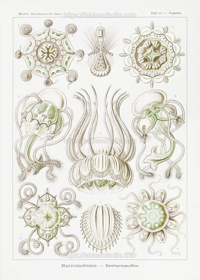 Narcomedusae–Spangenquallen from Kunstformen der Natur (1904) by Ernst Haeckel apercu