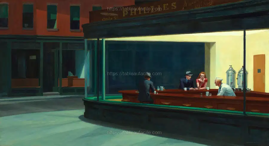 Nighthawks (1942) oil painting by Edward Hopper apercu