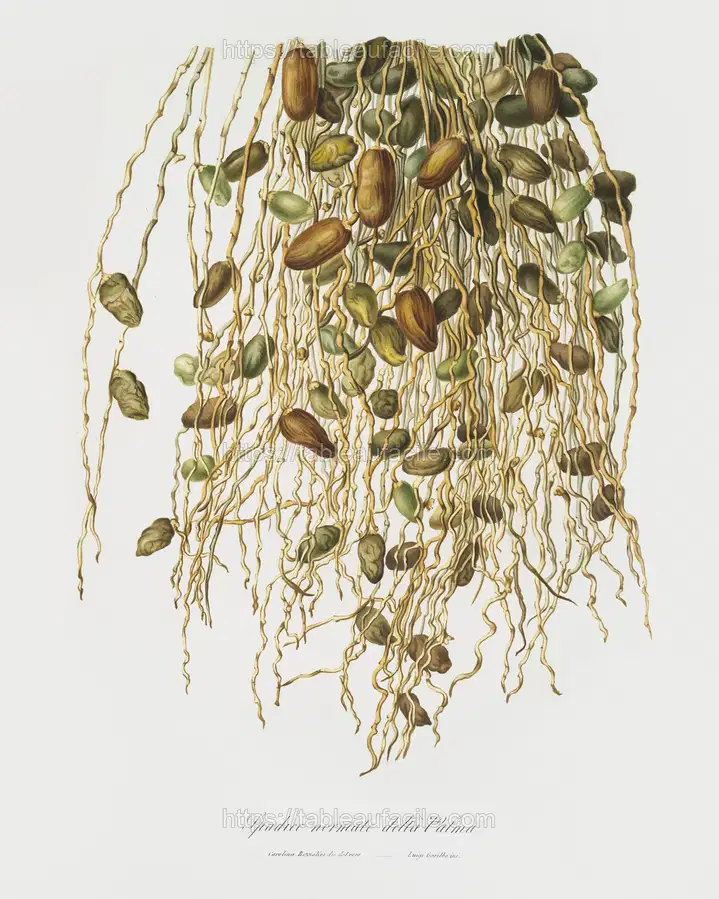 Normal Spadice of the palm (Phoenix dactylifera) from Pomona Italiana (1817 - 1839) by Giorgio Gallesio apercu
