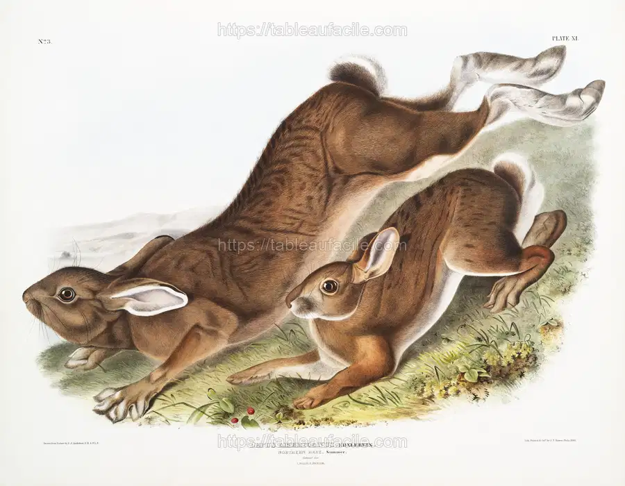 Northern Hare (Lepus Americanus) by John Woodhouse Audubon apercu