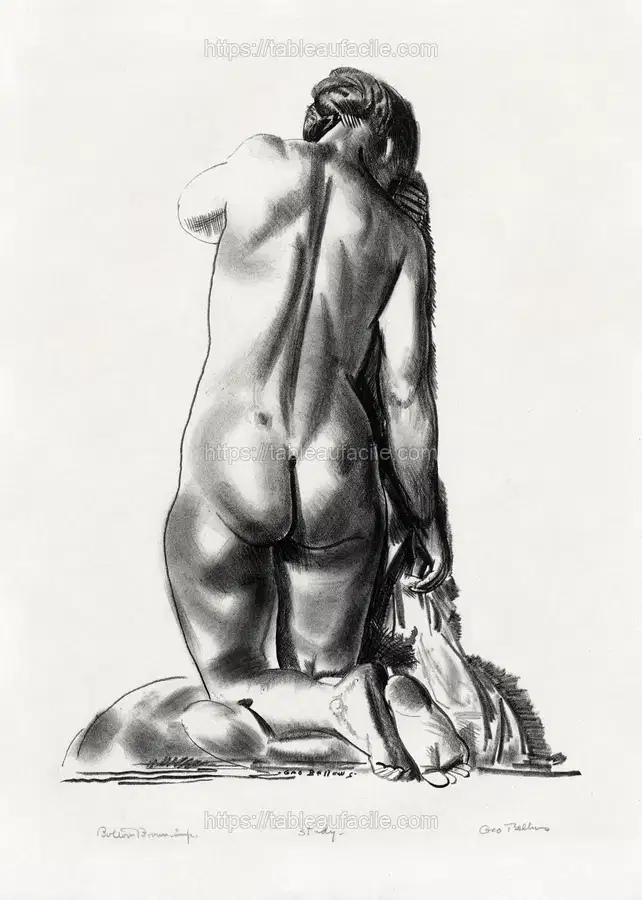 Nude study, woman kneeling on a pillow (study) (1923–1924)  by George Wesley Bellows apercu