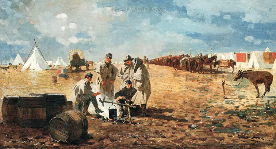 Rainy Day in Camp (1870) by Winslow Homer apercu