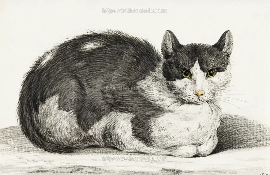 Reclining cat (1800) by Jean Bernard apercu