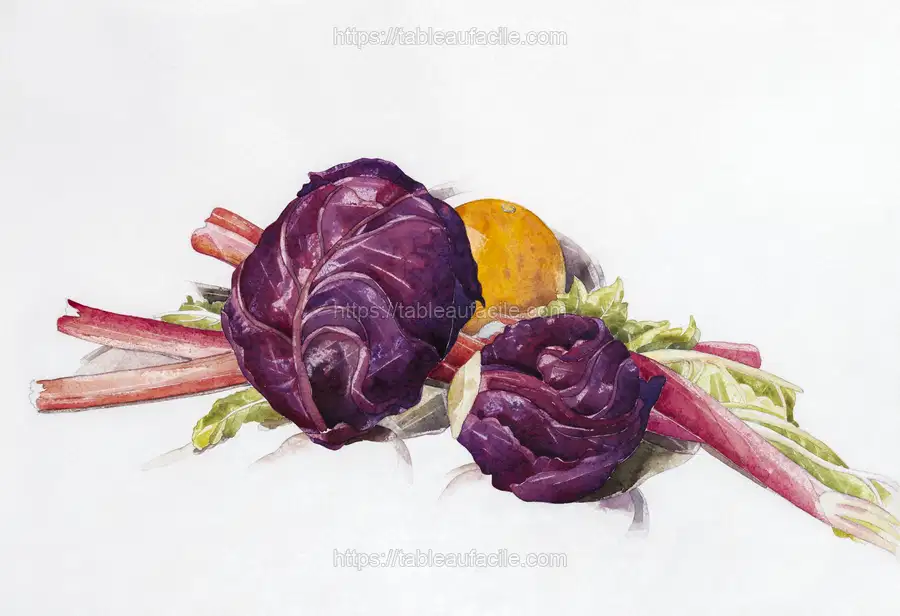 Red Cabbages, Rhubarb and Orange (1929)  by Charles Demuth apercu