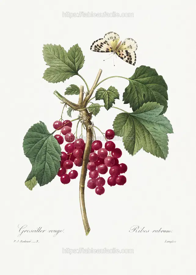 Red Currant from Choix des plus belles fleurs (1827) by Pierre-Joseph Redouté apercu