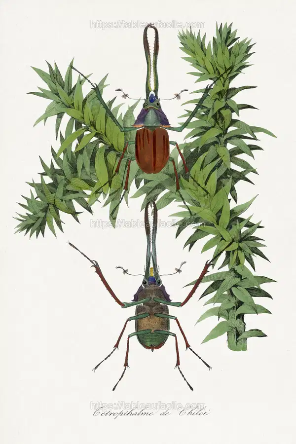 Stag beetle painting. 1842 edition of Le Jardin Des Plantes by Paul Gervais. apercu