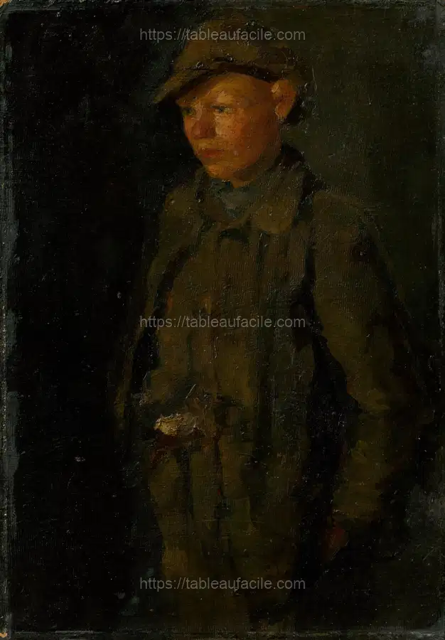 Standing boy by Ladislav Mednyánszky apercu