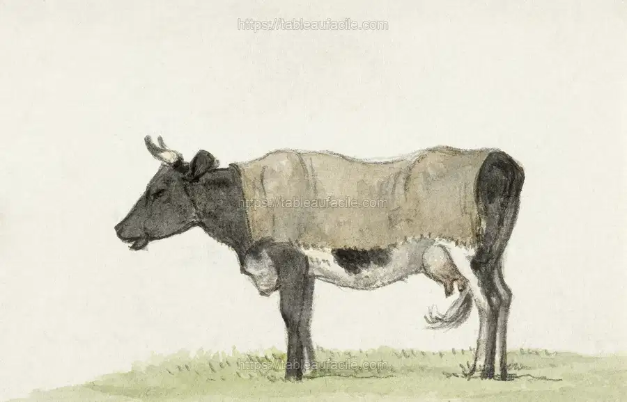 Standing cow with blanket (1816) by Jean Bernard apercu