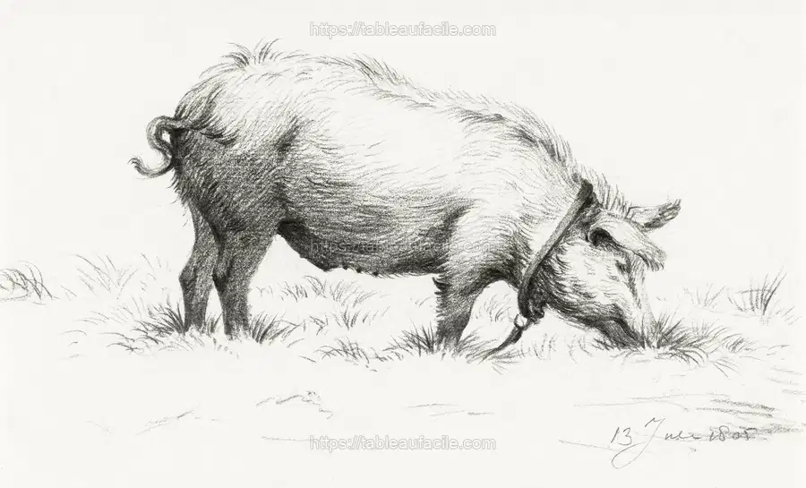 Standing pig in the grass (1805) by Jean Bernard apercu