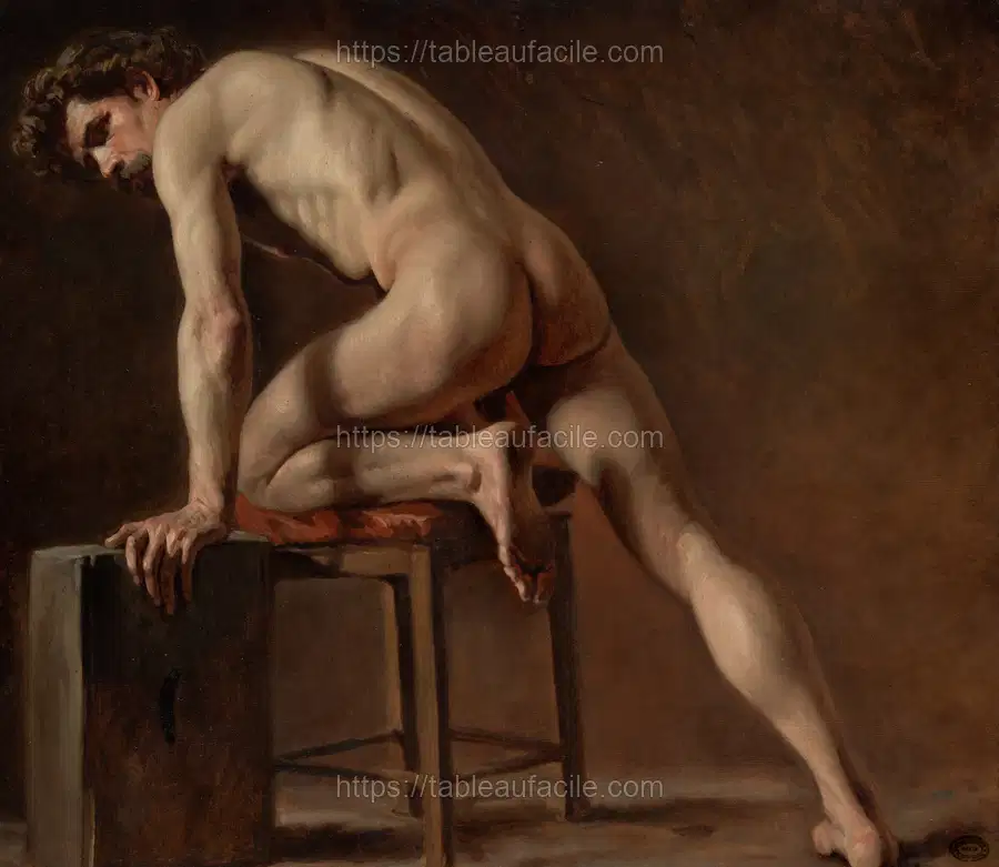 Study of a Nude Man, attributed to Gustave Courbet apercu