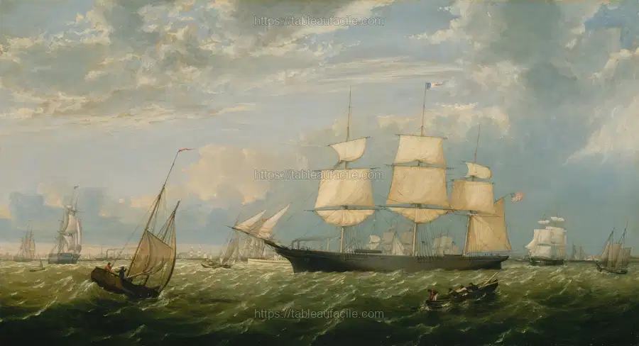 he Golden State Entering New York Harbor by Fitz Henry Lane apercu