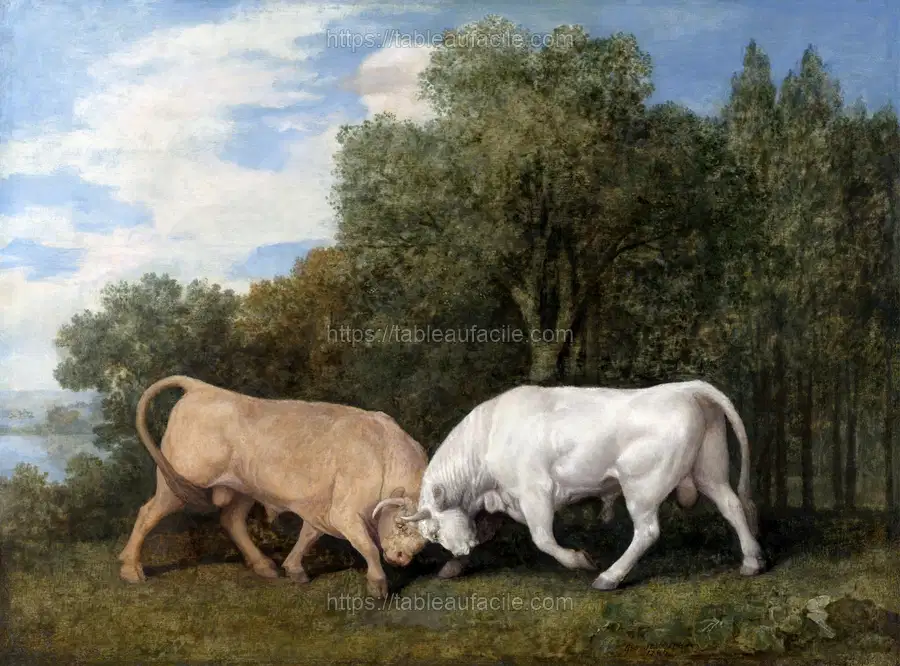 Bulls Fighting (1786) painting in high resolution by George Stubbs apercu