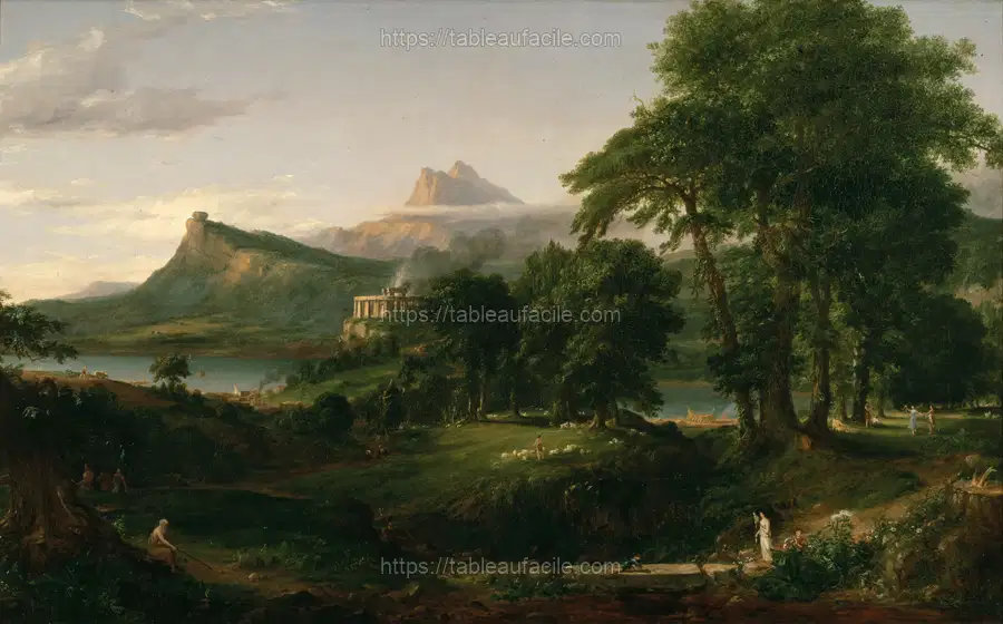 The Arcadian or Pastoral State, second painting in The Course of Empire, by Thomas Cole apercu